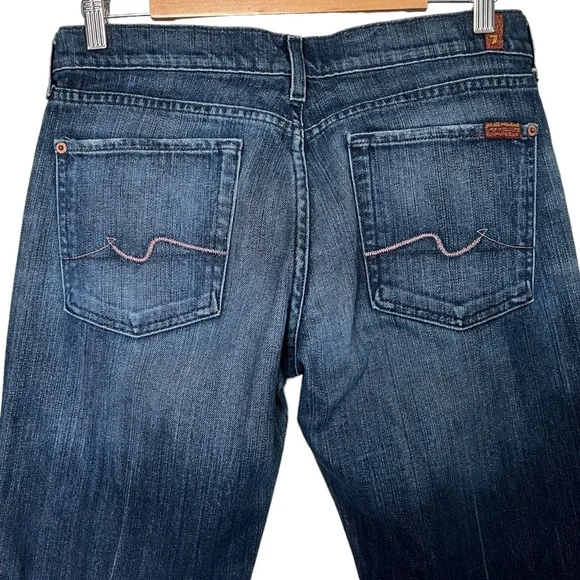 7 for all Mankind Bootcut Jeans Pink  Stitching Womens Size 31 - Picture 2 of 13